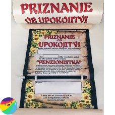 Priznanje v tulcu za upokojenko